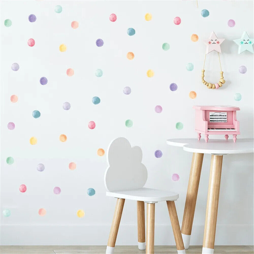 Wall Stickers Vinyl Multi-Color Polka Dots Kids Boys Girls Bedroom Circle Decals