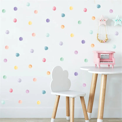 Wall Stickers Vinyl Multi-Color Polka Dots Kids Boys Girls Bedroom Circle Decals