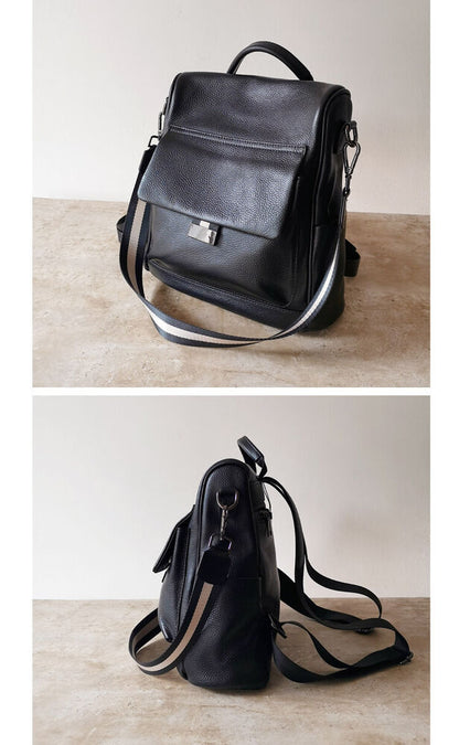Anti-Theft Convertible Real Leather Backpack Travel Bag Purse Shoulder Bag