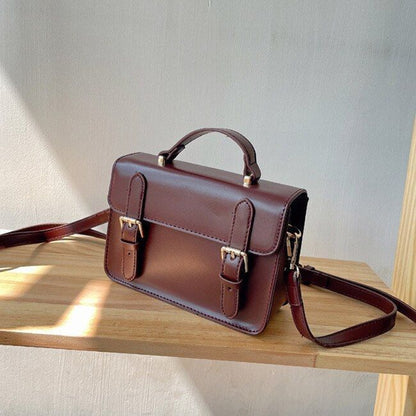 Vintage Handbag Small Shoulder Bag Synthetic Leather Totes Bags Brown Satchels