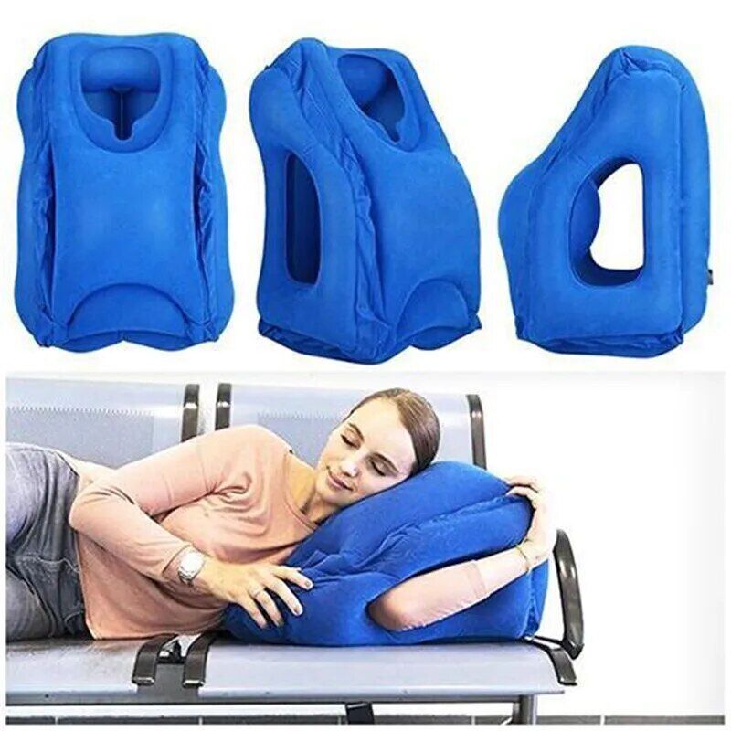 Inflatable Travel Sleeping Bag Neck Pillow Men Women Airplane Train Sleeping