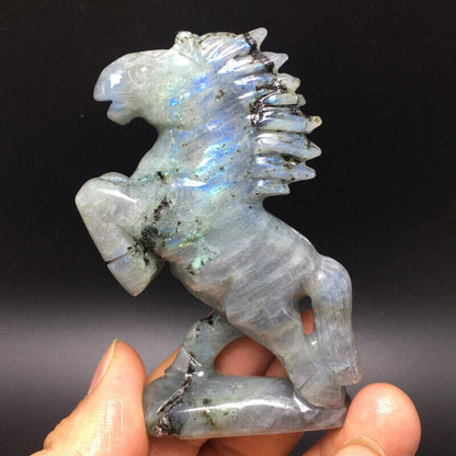 110g \Natural Crystal .labradorite,Hand-Carved.Exquisite horse statues48
