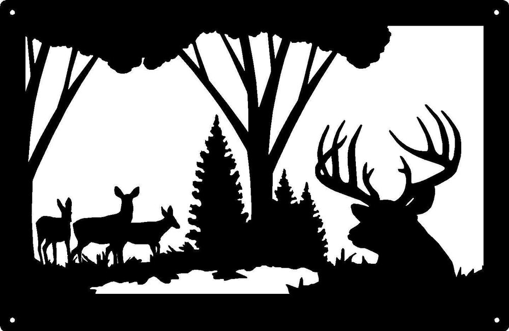 Wildlife Wall Art - Across The Pond- Deer Buck -Size 13.8" x 9" Metal Wall Art