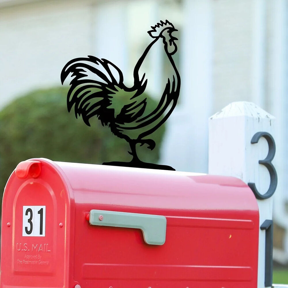 Metal Rooster Mailbox Topper Personalized Home Garden Decoration Mailbox Cover