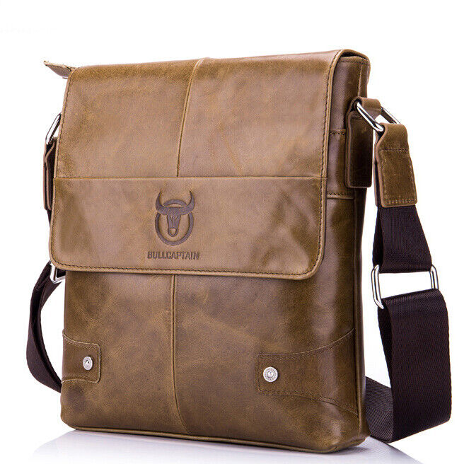 100% Genuine Leather Men's 10" Business Shoulder Messenger Bag Crossbody Bags