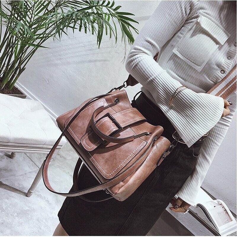 Women's Vintage Bagpack Tote PU Leather Shoulder Bags Crossbody Purse Satchel