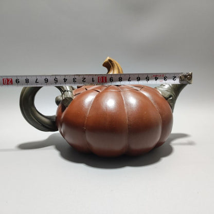Vintage Chinese Yixing Purple Clay Teapot Zisha Ceremony Ceramic Pumpkin Teaware