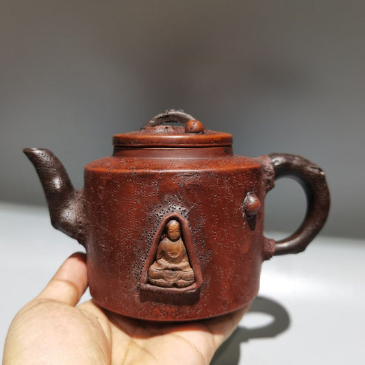 vintage chinese yixing purple clay teapot zisha ceremony carving collectible art