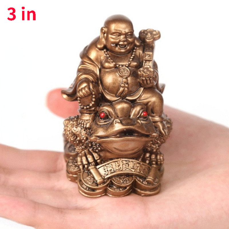 Toad Mido Laughing Buddha Statue Sculpture Lucky Fortune Statue Feng Shui Decoration -