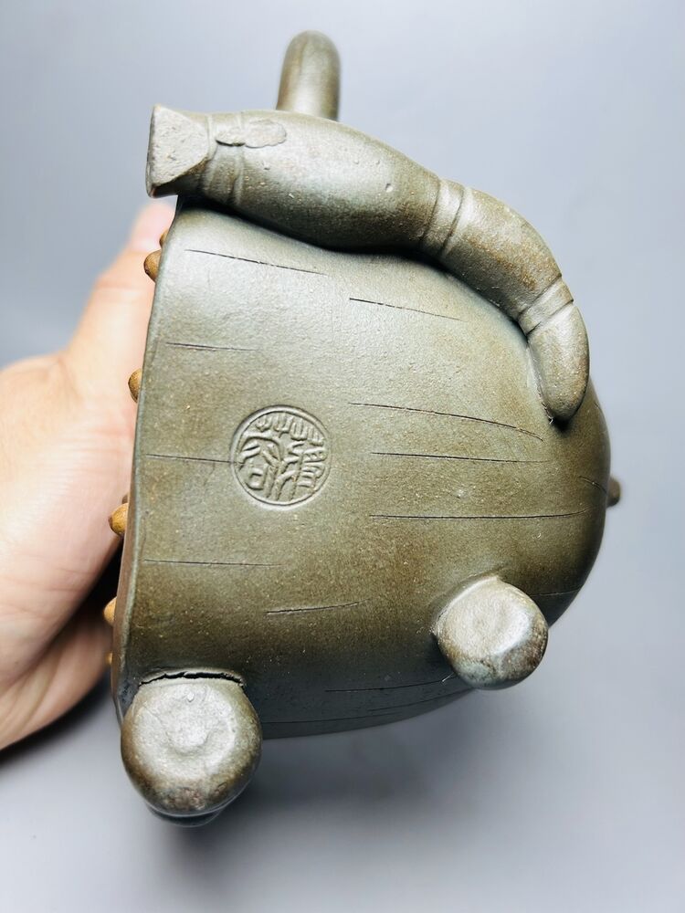Vintage Chinese Yixing Purple Clay Teapot Zisha Ceremony Frog Lotus Teaware