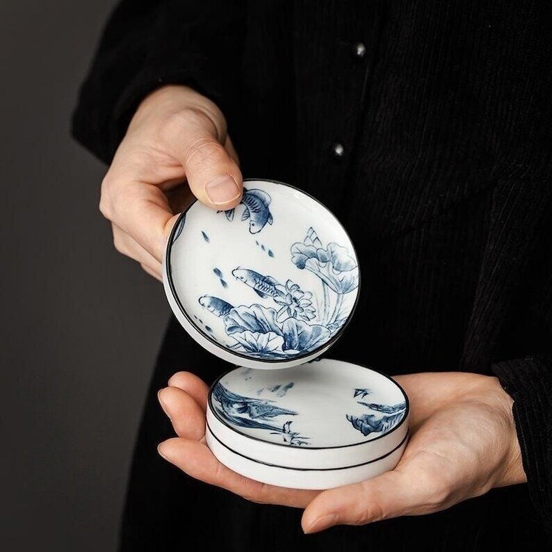 Celadon Tea Coaster|Glazed Tea Coaster|Coffee Coasters|Tea Ceremony Accessories