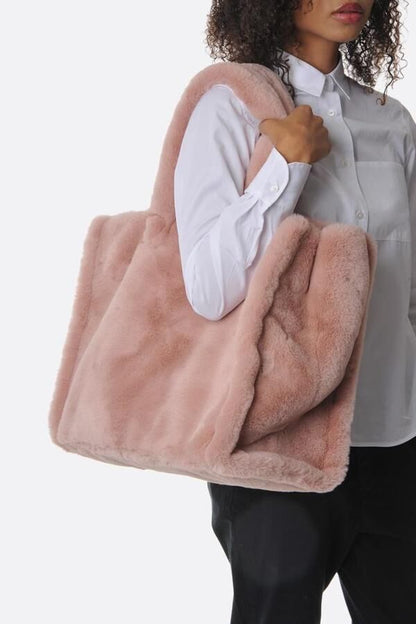 Faux Fur Tote Bag Women Handbags Fluffy Plush Lady Hand bags Winter Big Shopper