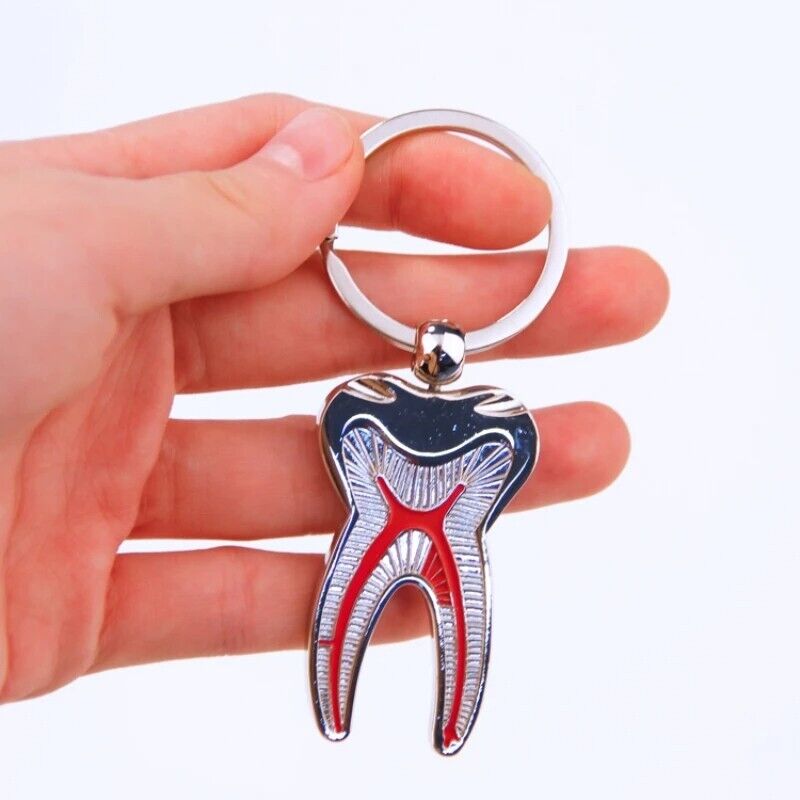 Tooth Shape Key Chain 5Pcs Metal Creative Pendant Dental Clinic Advertising