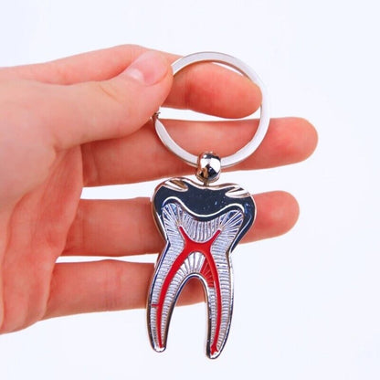 Tooth Shape Key Chain 5Pcs Metal Creative Pendant Dental Clinic Advertising
