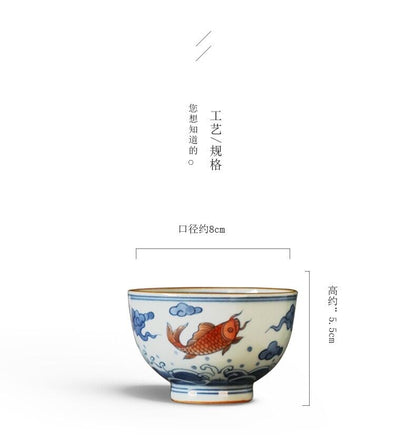 120cc China JingDeZhen master tea cup beauty niannianyouyu doucai ceramic cup