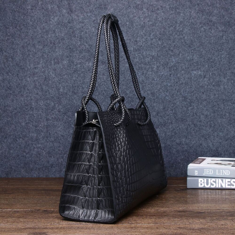 Matt Crocodile Belly embossed Tote Handbag, Ladies Large Shoulder Baguette Bag