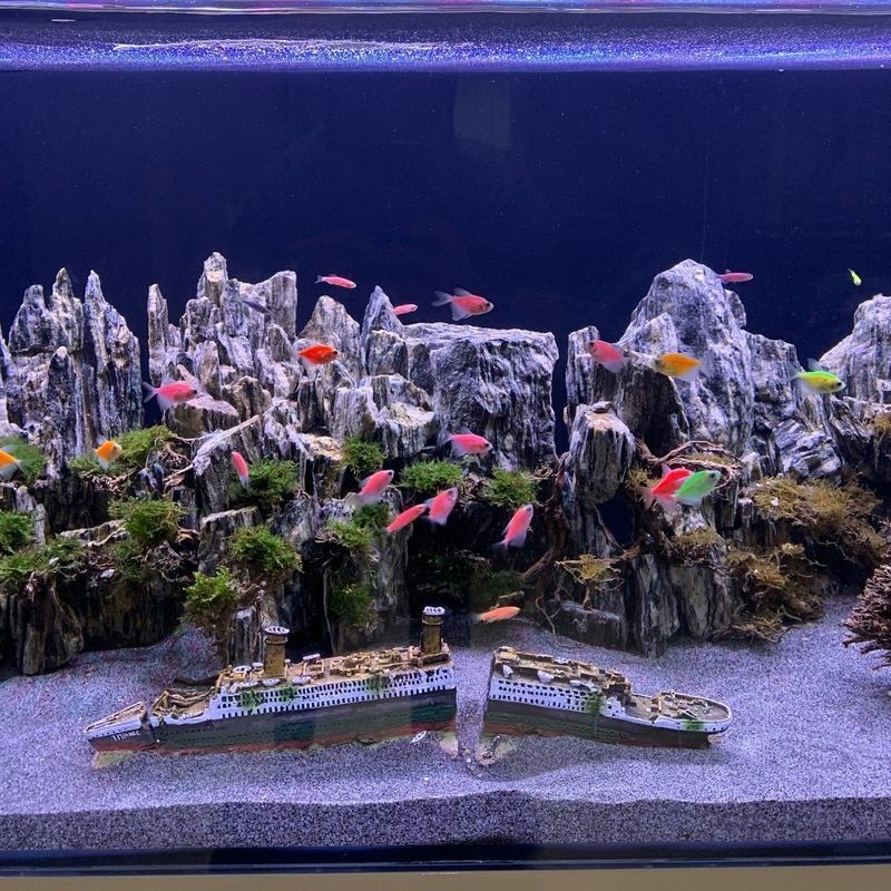 Aquarium Ornaments Titanic Wreckage Ship Cruises Fish Tank Decors Resin 38x6x9cm