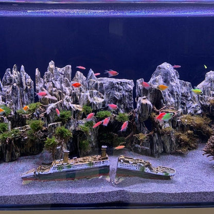 Aquarium Ornaments Titanic Wreckage Ship Cruises Fish Tank Decors Resin 38x6x9cm