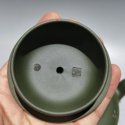 chinese yixing purple clay teapot tea set pot zisha Green clay calligraphy 书法字