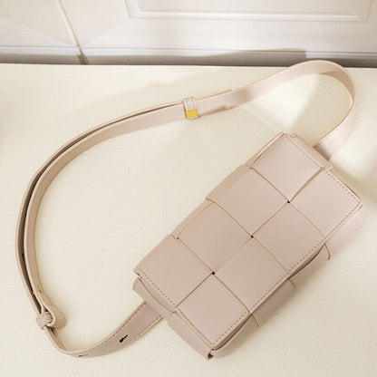Faux Leather Women's Crossbody Chest Bag Waist Funny Pack Weave Shoulder Bag