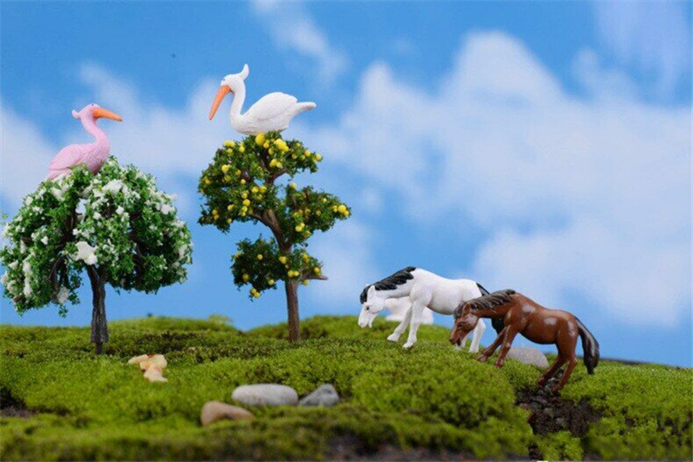 Moss Micro Landscape Deco Garden Mini 4pcs Horses Bottle Decoration Supplies