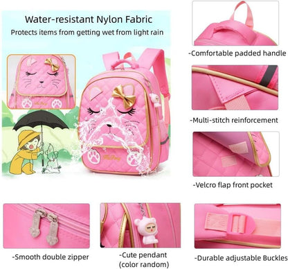 MITOWERMI Cute Rolling Backpack for Girls Trolley School Bags 2 Wheels Pink