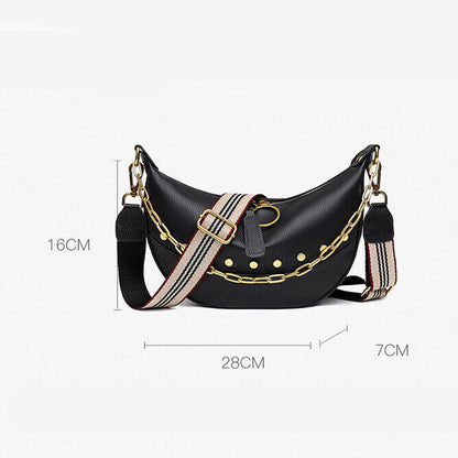 Women's Real Leather Sling Shoulder Bags, Fashion Chain Underarm Bag Crossbody