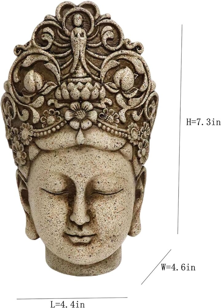 Buddha Head Statue Figure Tabletop Meditation Zen Lamp Home Office Decoration