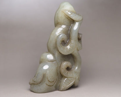 Chinese Old Natural Jade Hand Carved Hetian Jade Figure Story Statue Art Decor