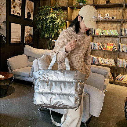 Shoulder Bag Women Nylon Bags Cotton Feather Down Big Tote Female Handbag