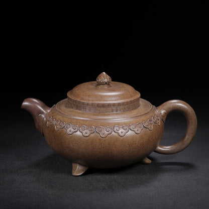 Chinese Yixing Zisha Clay Handmade Exquisite Teapot（云肩如意（柴烧窑变） 底款：景舟制壶）