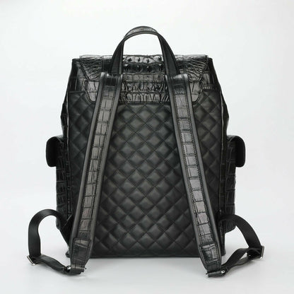 Handcrafted Alligator Crocodile Skin Leather Backpack Shoulder Bag Travel Bag