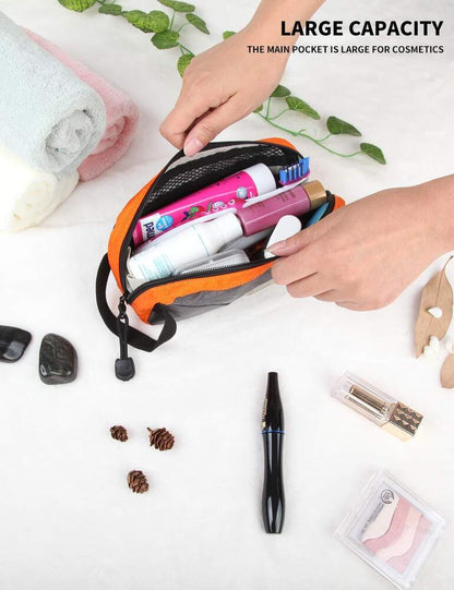 GOX Travel Toiletry Bag Dopp Kit 7.9x4.0x2.2 Inch (Pack of 1), Grey/Orange