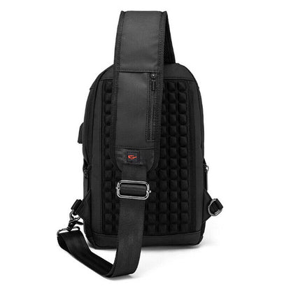 Men's Sling Backpack Oxford cloth Waterproof Crossbody Bag USB Port Sport Bags