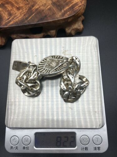 Asian old miao silver hand cast cool statue bracelet jewel gift