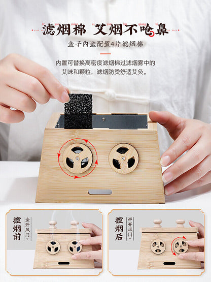 Wooden Moxibustion Box Portable Moxa Fumigation Tool Wormwood Article Tool 艾灸艾条