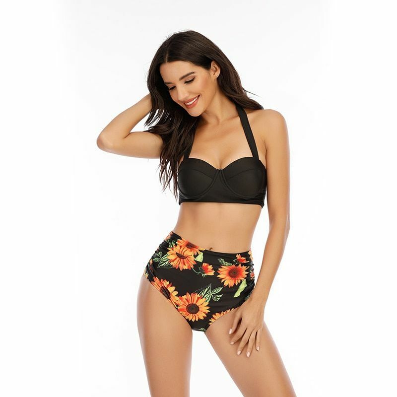 Women Swimsuit Sleeveless Bikini Set Shorts Two Piece Set Bathing Suit Swimwear