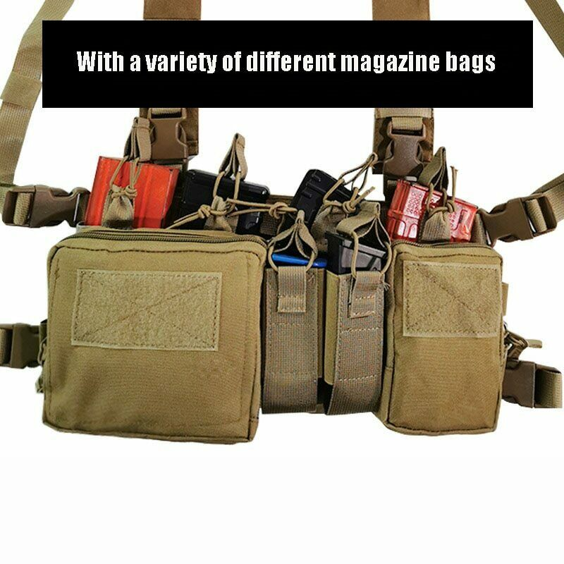 Chest Rig Bag Radio Harness Front Pouch Holster Military Vest Rig Bag Adjustable