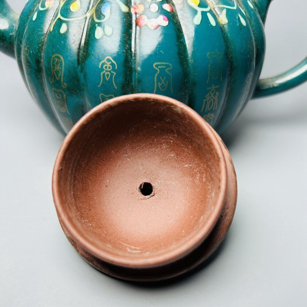 Vintage Chinese Yixing Purple Clay Teapot Zisha Ceramic Enamel Exquisite Teaware