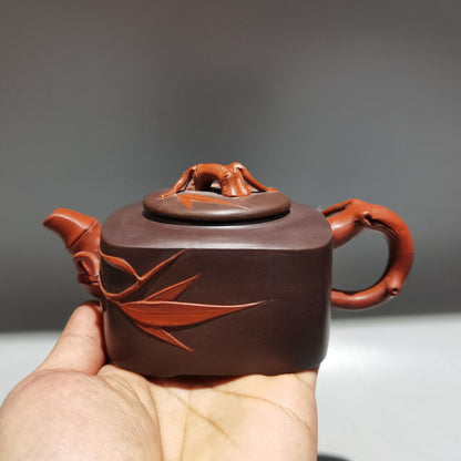 Chinese Yixing Zisha Clay Handmade Exquisite Teapot （梅花竹韵壶 底款：顾景舟)