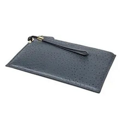 Ostrich Pattern Genuine Cow Leather Envelope Bag Men Briefcase Wristlets Cowhide