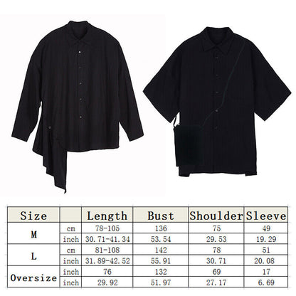 Men Japanese Casual Loose Oversize Shirt Black Harajuku Samurai Baggy Top Blouse