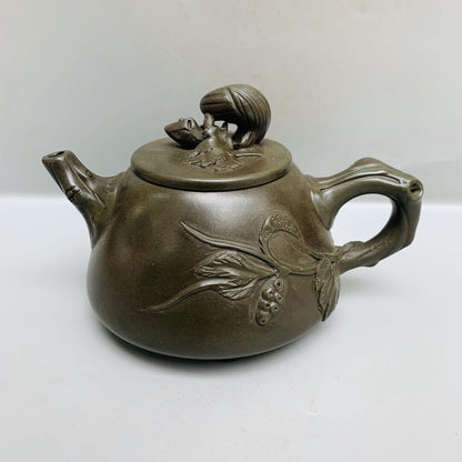 Vintage Chinese Yixing Purple Clay Teapot Zisha Ceremony Carving Collectible Art