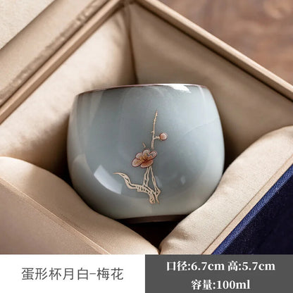 Guan Kiln Iron Tire Ceramic Tea Cup Cup TeaCups Gracked Glaze Split Ice Tea Gift