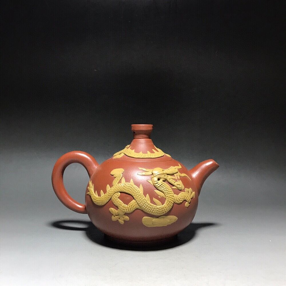 vintage chinese yixing purple clay teapot zisha ceremony carving Collectible art
