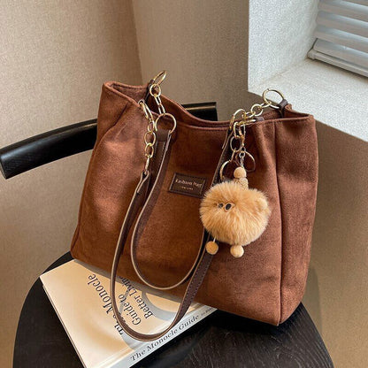 Suede Handbags Women Winter Warm Bag Office Tote Shoulder Bag Ladies