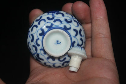 chinese porcelain blue and white porcelain snuff bottle small mini pot peking