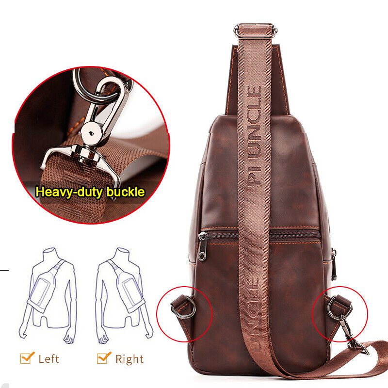 Men's Sling Backpack,100% Genuine Leather Chest bag Crossbody Bag Shoulder Bag
