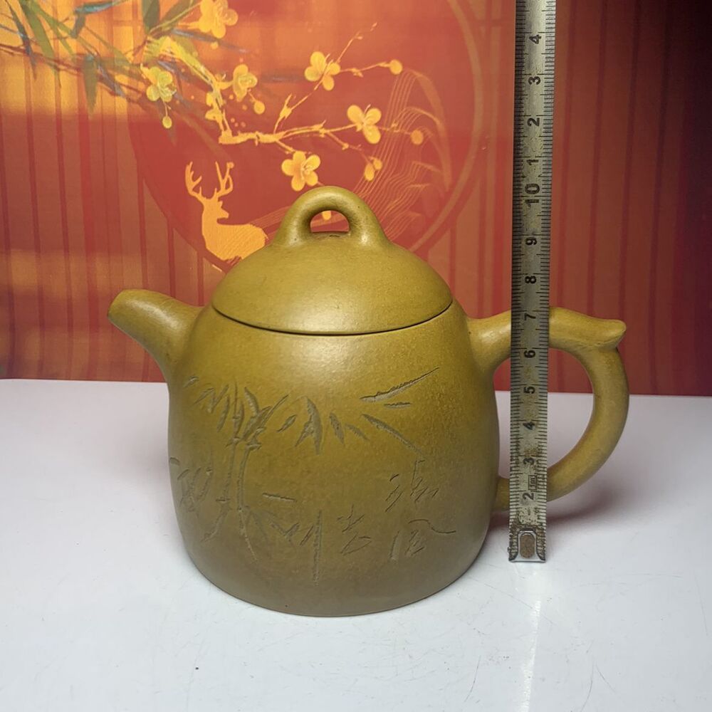 Vintage Chinese Yixing Purple Clay Teapot Zisha Ceremony Bamboo Teaware Collect