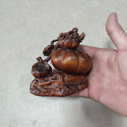 Asian wood carving Wooden Brown interior Home decoration pumpkin on Thanksgiving
